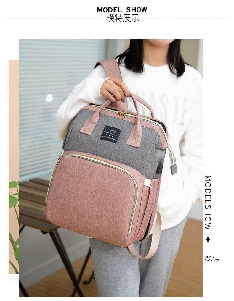 New Multifunctional Mother and Baby Bag Mom Bag Bottle Backpack Folding Sleeping Changing Bag Diaper Backpack - Empire P.E