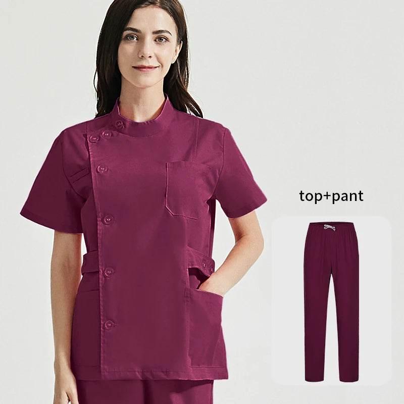 Niaahinn Health Services Scrubs Set Uniforms V-Neck Beauty Salon Work Uniform Women Sets Pet Grooming Institution Scrubs Coat - Empire P.E