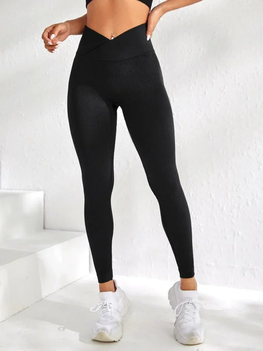 Women Sports Leggings V-waist Elastic Peach Buttocks Fitness Pants - Empire P.E