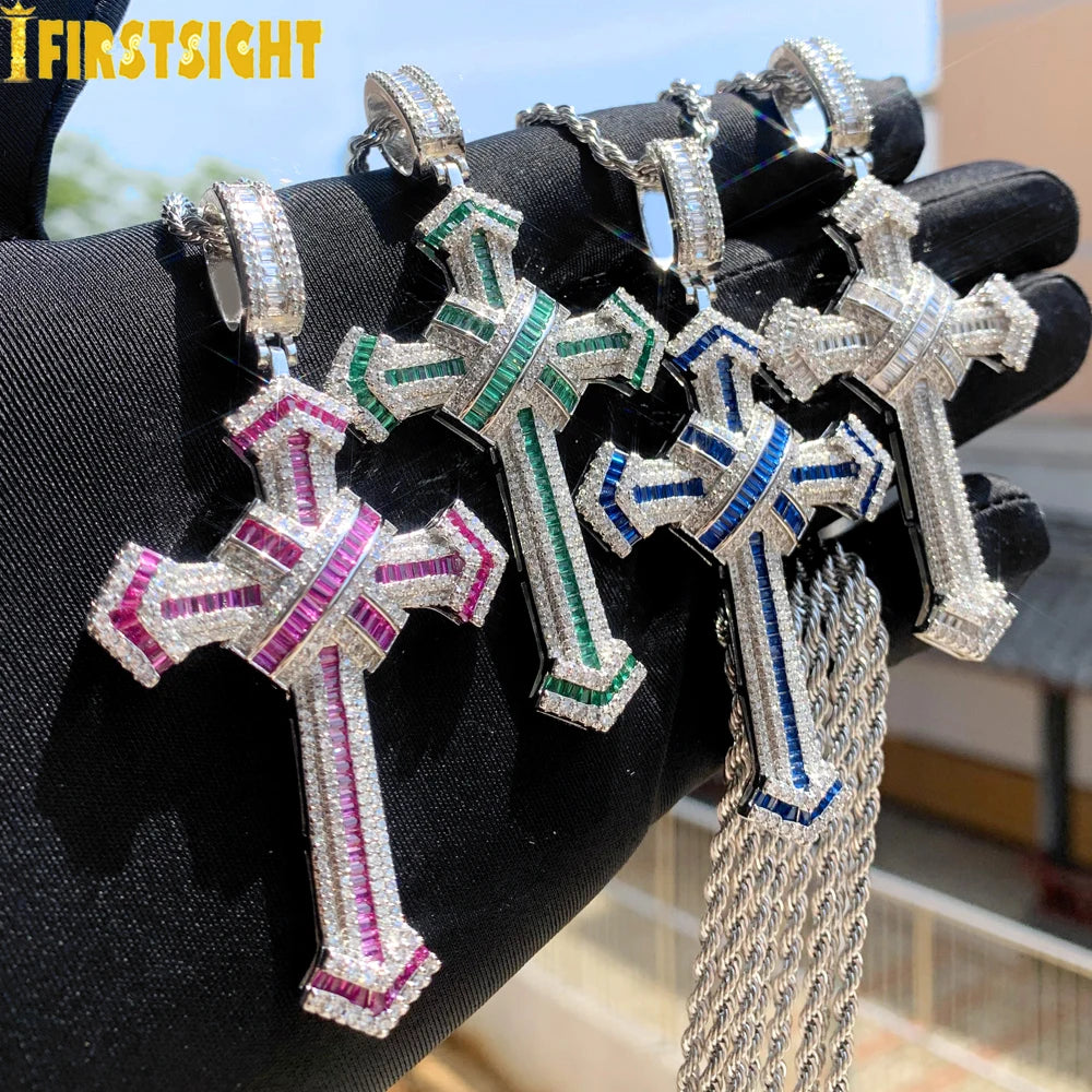 New Iced Out Cross Pendant Necklace