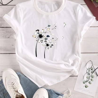 2024 New Women's Flower Print Party T-shirt