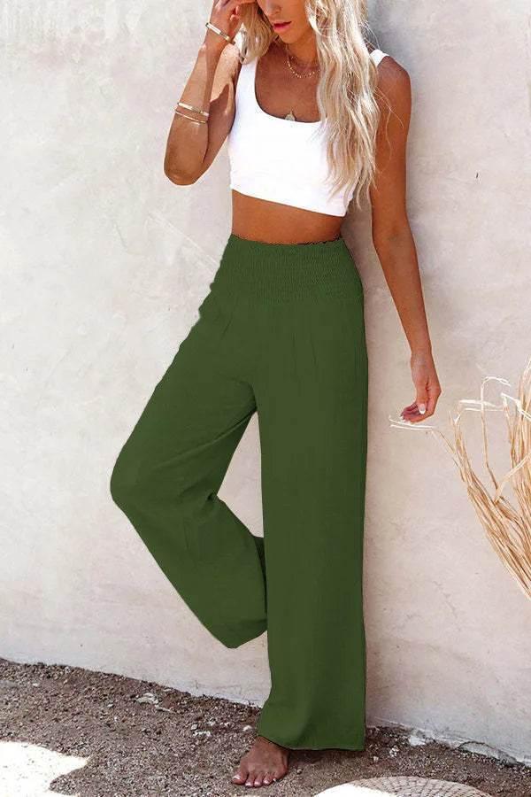 Plus Size 3XL 2019 Summer New Hot Cotton Linen Women Wide Legs Pants Solid Casual High Waist Button Trousers Female Loose Pants - Empire P.E