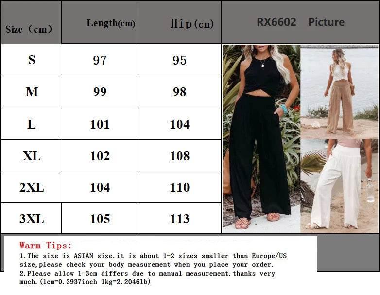 Plus Size 3XL 2019 Summer New Hot Cotton Linen Women Wide Legs Pants Solid Casual High Waist Button Trousers Female Loose Pants - Empire P.E