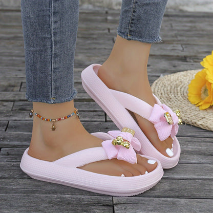 Women's Slip-On Mules with Golden Buckle Bow Sandals