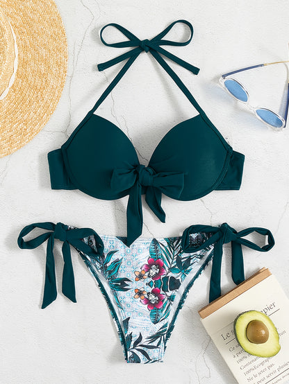 2-Piece Womens Halter Neck Bikini Set
