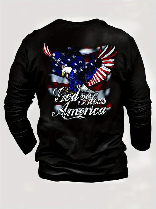 Eagle Print, Men's Long Sleeve Novelty T-shirt