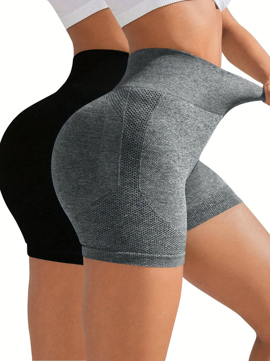 2pcs  High-Elasticity Seamless Gym Shorts