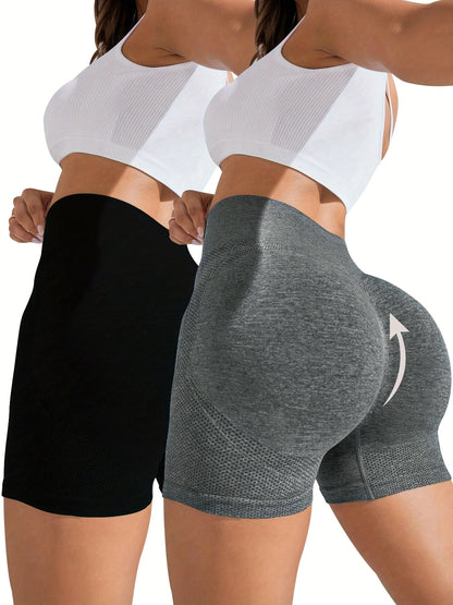 2pcs  High-Elasticity Seamless Gym Shorts