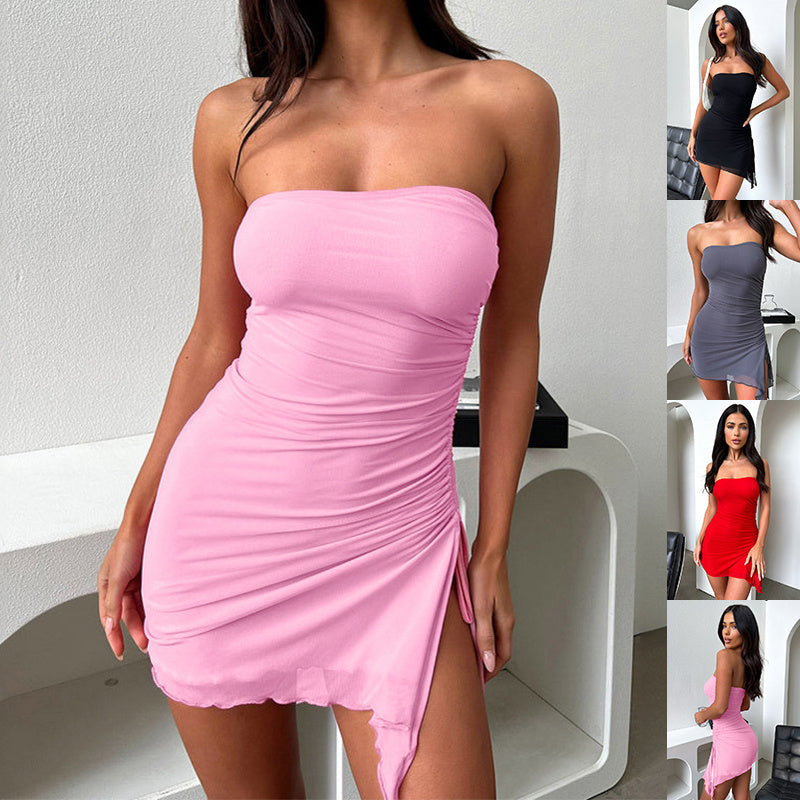 Y2K Tube-top Split Dress Summer Ins Fashion Backless Short Dresses For Women - Empire P. E