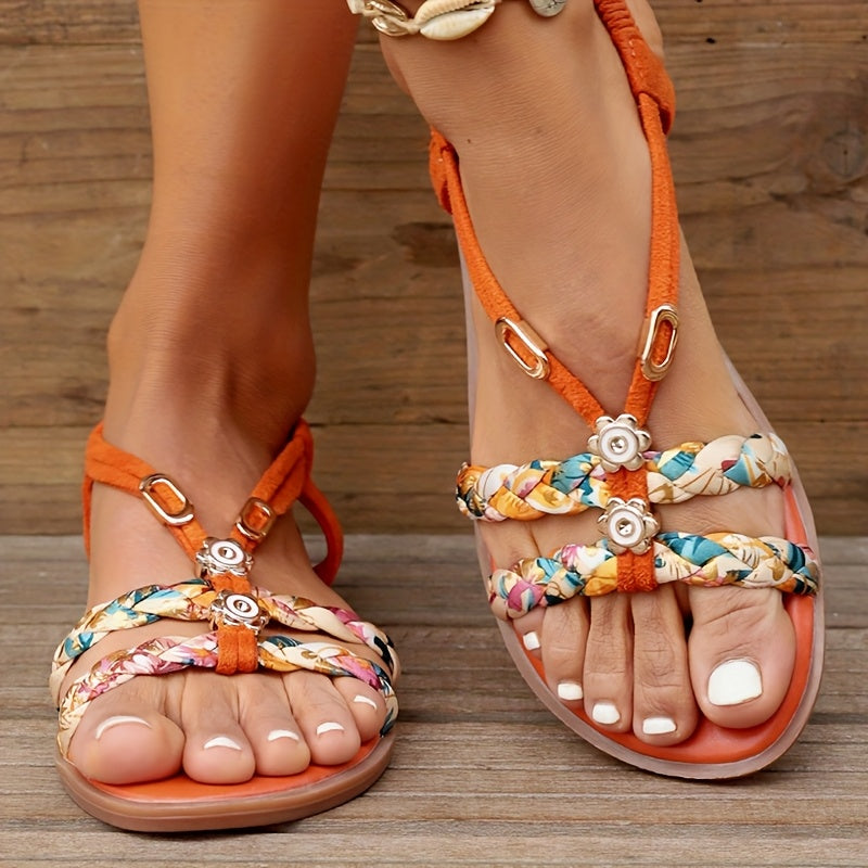 2025 New Arrival Summer Elegant Women's Ethnic-Style Woven Sandals