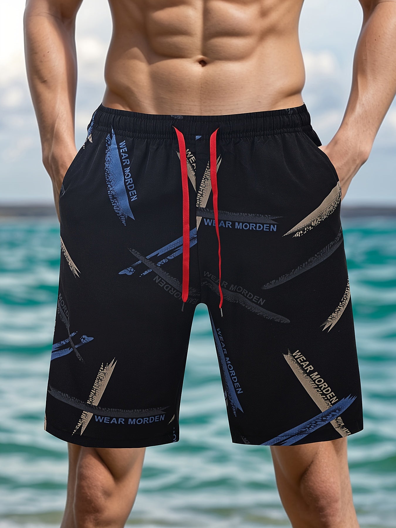 Men's Geometric Graphic Print Board Shorts