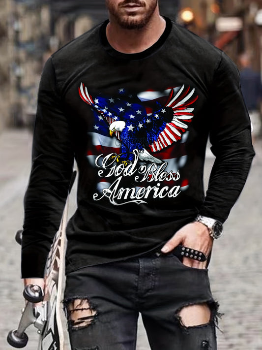 Eagle Print, Men's Long Sleeve Novelty T-shirt