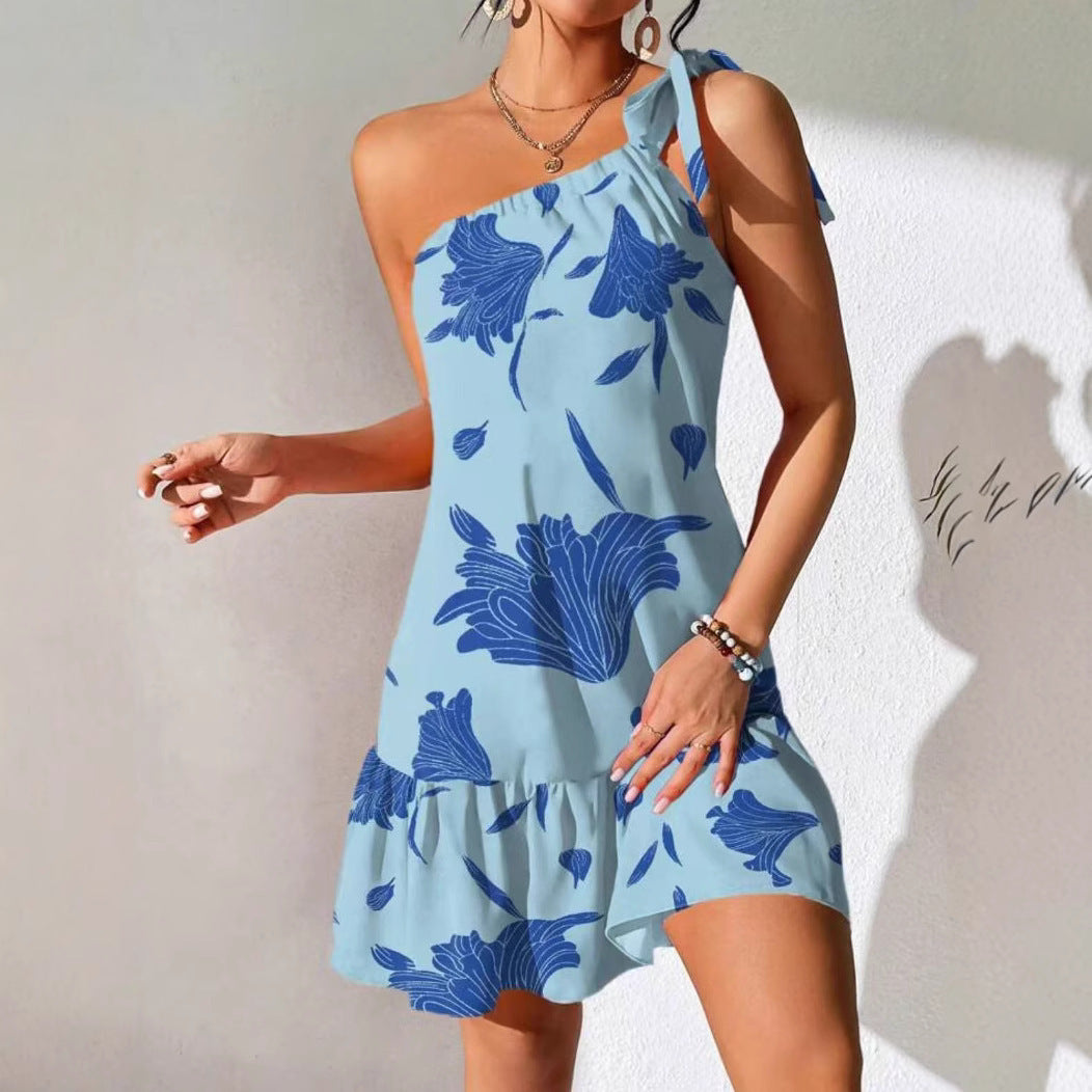 Floral Print Halter Neck Dress Boho Backless Halter Dress For Spring  Summer Women's Clothing - Empire P. E