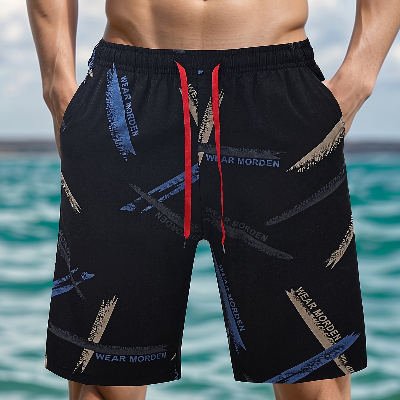 Men's Geometric Graphic Print Board Shorts