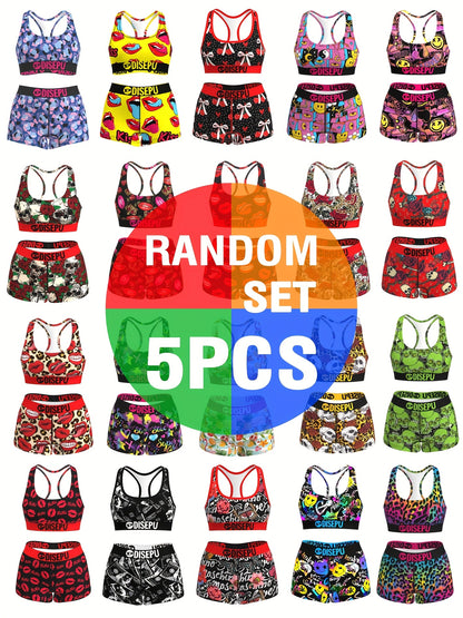 5 Sets of Randomly Styled Women's Sporty Outfits