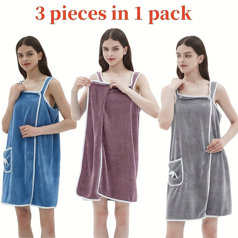 3pcs Women's Wearable Bath Towel Set
